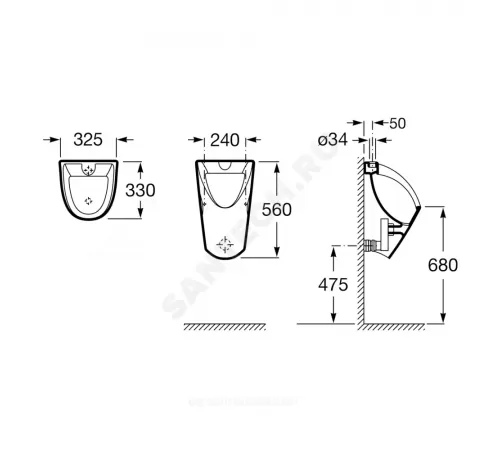 Писсуар настенный Chic в комплекте крепление и сифон Roca 35945L000