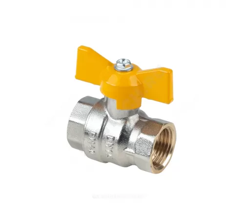 Кран шаровой латунь никель газ Эксперт Ду 25 Ру40 ВР полнопроходной бабочка Dist Н213Б