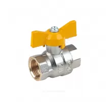 Кран шаровой латунь никель газ Эксперт Ду 25 Ру40 ВР полнопроходной бабочка Dist Н213Б