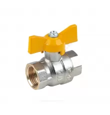 Кран шаровой латунь никель газ Эксперт Ду 25 Ру40 ВР полнопроходной бабочка Dist Н213Б