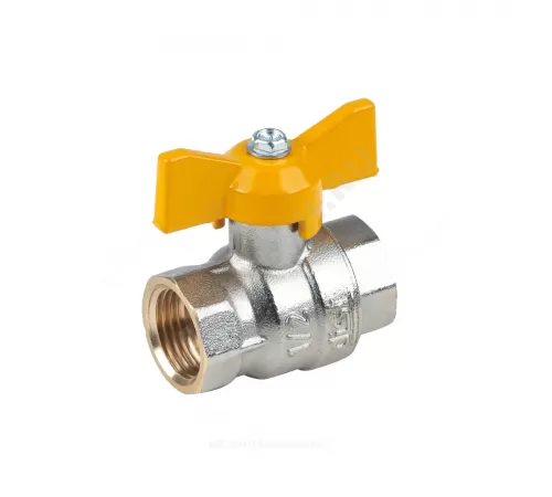 Кран шаровой латунь никель газ Эксперт Ду 25 Ру40 ВР полнопроходной бабочка Dist Н213Б