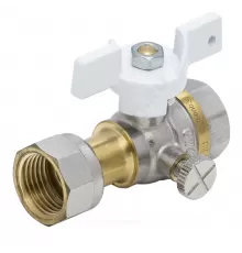 Кран для манометра 3-ходовой латунь 1124 Standard Ду 15 Ру40 ВР/нак. гайка G1/2"-G1/4" Aquasfera 1124-01