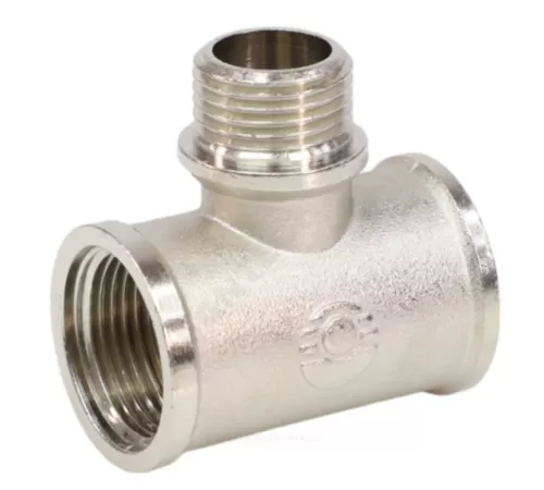 Тройник латунь никель переходной Ду 15 (1/2") ВР/НР/ВР VALFEX VF.132.N.012