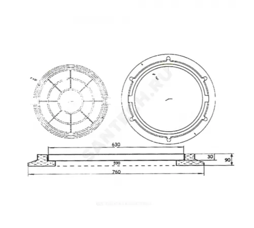 Люк полимер (легкий) зелёный круглый 760х630 h=90мм 30кН Сантехкомплект