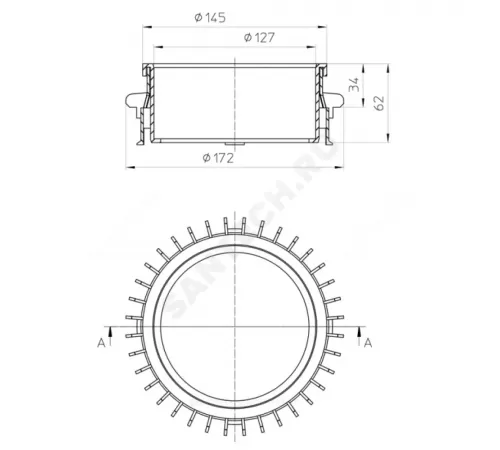 Фланец дренажный PP HL161 Дн 145 с переходником на 125 мм HL HL161