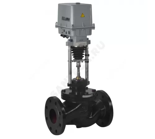 Клапан запорно-регулирующий чугун КЗР 25ч945п односедельный Ду 125 Ру16 фл Kvs=250м3/ч с эл/приводом 3-х позиционным ST1 230В Арма-Пром