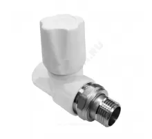 Клапан (вентиль) PP-R запорный белый Дн 20х1/2" Ру25 НР прямой для радиатора VALFEX 1014620012