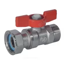 Кран шаровой латунь хром R254P Ду 20 Ру42 НР/нак. гайка бабочка красная с накидной гайкой для счетчиков Giacomini R254PX004