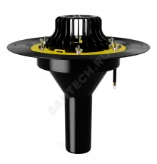 Воронка кровельная VMOPro с вертикальным выпуском PP Дн 75 с листвоуловителем, увеличенным металлическим фланцем, закладным элементом в корпусе, электрообогревом Fachmann 01.176