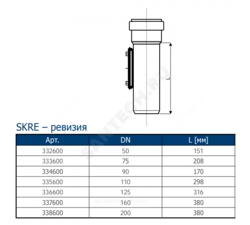 Ревизия PP-MD прямоугольная крышка на 4-х болтах бесшумная светло-серая Skolan Safe SKRE Дн 160 (DN160) б/нап в/к Ostendorf 337600