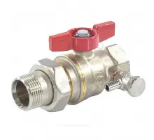 Кран шаровой DADO латунь со спускником R919S никель Ду 32 Ру35 ВР/"американка" 1 1/4" бабочка красная полнопроходной с отводом (полусгоном) Giacomini R919SX009