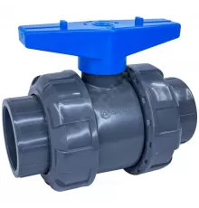 Кран ПВХ шаровой Дн 110 Ру16 напорный под клеевое соединение (уплотнение TPV, остальное EPDM) с муфтовым окончанием Aquaviva AQVBVD110