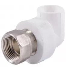 Угольник PP-R комбинированный белый Дн 25х3/4" с накидной гайкой RTP (РосТурПласт) 14267