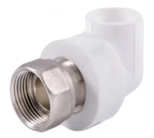 Угольник PP-R комбинированный белый Дн 25х3/4" с накидной гайкой RTP (РосТурПласт) 14267