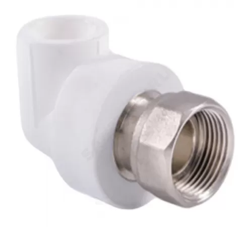 Угольник PP-R комбинированный белый Дн 25х3/4" с накидной гайкой RTP (РосТурПласт) 14267