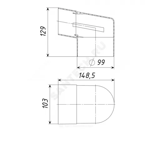Отвод ПП для парапетной воронки Дн 100 65х100мм черный Татполимер ТП-89.100 100800194