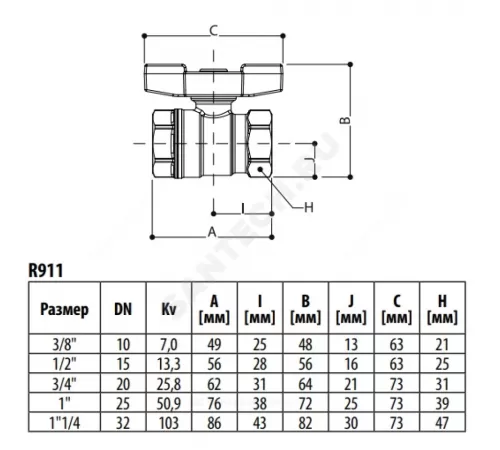 Кран шаровой DADO латунь никель R911 Ду 25 Ру35 ВР полнопроходной бабочка красная Giacomini R911X025