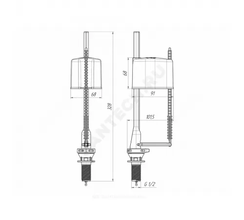 Арматура для бачка наливная Эконом 1/2" нижнее подключение АНИ Пласт WC5550