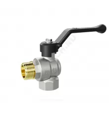 Кран шаровой латунь никель угловой Pride Ду 15 Ру40 ВР/НР рычаг черный LD 47.203.15