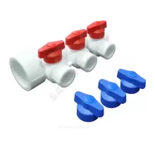 Коллектор PP-R белый Дн 32х20 на 3 выхода с кранами VALFEX 101133203