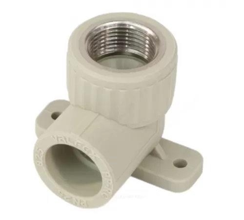 Угольник PP-R комбинированный серый Дн 20х3/4" ВР с креплением VALFEX 10120225Г