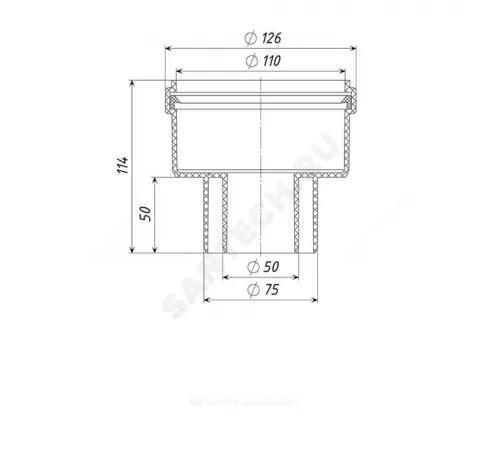 Переход PP-H серый Дн 100х50/75 б/нап в/к Татполимер ТП-82.50/75