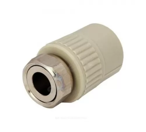 Муфта PP-R комбинированная серая Дн 20х1/2" с накидной гайкой RTP (РосТурПласт) 15914