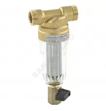 Фильтр сетчатый T-образный латунь Ду 15 Ру16 Тмакс=40 oC G1/2" НР FF06 с краном Honeywell-Braukmann FF06-1/2"AA