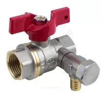 Кран шаровой латунь со спускником 1013 Euro никель Ду 15 Ру40 ВР 1/2" бабочка красная полнопроходной Aquasfera 1013-01