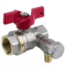 Кран шаровой латунь со спускником 1013 Euro никель Ду 15 Ру40 ВР 1/2" бабочка красная полнопроходной Aquasfera 1013-01
