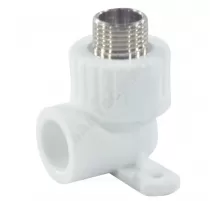 Угольник PP-R комбинированный белый Дн 25х1/2" НР с креплением RTP (РосТурПласт) 15109