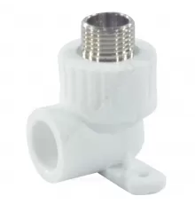 Угольник PP-R комбинированный белый Дн 25х3/4" НР с креплением RTP (РосТурПласт) 15108