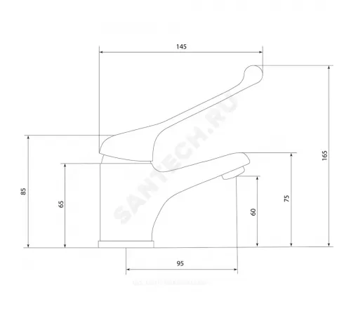 Смеситель для умывальника хирургический локтевой одноручный Хирург Х-серия Славен СЛ-ОД-Х10