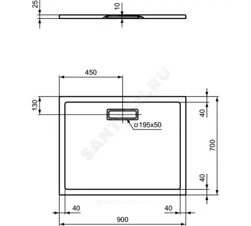 Поддон душевой акрил прямоугольный ULTRAFLAT NEW 900х700х25 Ideal Standard T447401