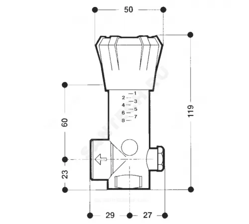 Регулятор перепада давления латунь R147N Ду 20 G3/4" ВР Giacomini R147NY004