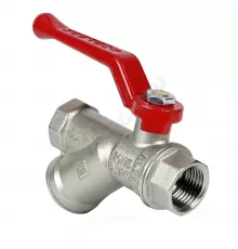 Кран-фильтр шаровой латунь никель 11Б27фт1М Ду 15 Ру25 ВР полнопроходной рычаг красный VALFEX VF.292.NR1.012.PREMIUM