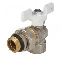Кран шаровой латунь никель угловой 1128 Standard Ду 15 Ру40 ВР/"американка" полнопроходной бабочка белая Aquasfera 1128-01 .