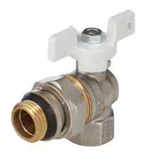 Кран шаровой латунь никель угловой 1128 Standard Ду 15 Ру40 ВР/"американка" полнопроходной бабочка белая Aquasfera 1128-01 .