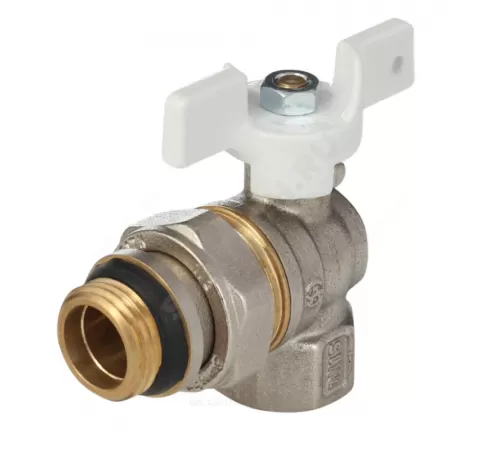 Кран шаровой латунь никель угловой 1128 Standard Ду 20 Ру30 ВР/"американка" полнопроходной бабочка белая Aquasfera 1128-02 .