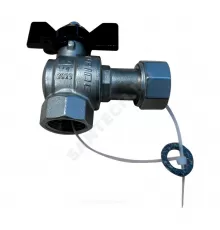 Кран шаровой латунь никель угловой Pride Ду 15 Ру40 ВР/нак. гайка бабочка черный LD 47.246.15