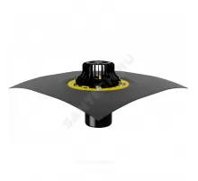 Воронка кровельная VM/H с вертикальным выпуском PP Дн 110 с листвоуловителем, битумным полотном Fachmann 01.120