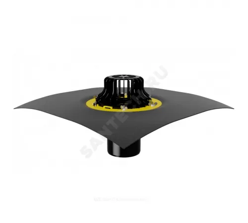 Воронка кровельная VM/H с вертикальным выпуском PP Дн 110 с листвоуловителем, битумным полотном Fachmann 01.120