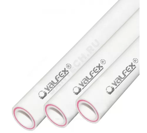 Труба PP-R белая арм стекловолокном Дн 20х3,4 Ру25 SDR6 Т<90С L=2м VALFEX 101060202 .