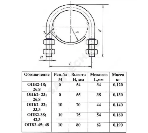 Опора сталь ОПБ-2 подвижная Ду 20 (Дн 23-26,8) КАЗ
