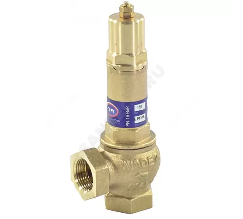Клапан предохранительный пружинный угловой латунь 1832 Ду 15х15 ВР G1/2"хG1/2" Рн=0.5...16бар 150С OR 1832.015
