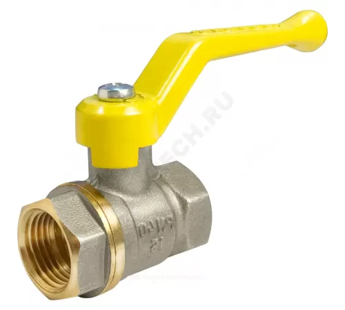 Кран шаровой латунь никель газ 11Б27фтМ Ду 40 Ру25 ВР полнопроходной рычаг VALFEX VF.271.NR3.112