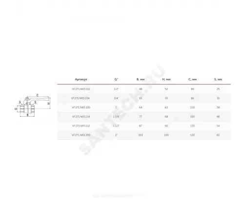 Кран шаровой латунь никель газ 11Б27фтМ Ду 40 Ру25 ВР полнопроходной рычаг VALFEX VF.271.NR3.112
