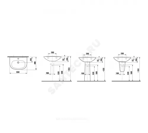 Умывальник подвесной Zeta 55 1 отверстие под смеситель по центру белый Jika 8.1039.1.000.104.9