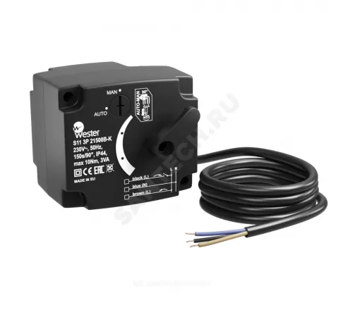 Электропривод 3-х точечный S11 3P 21500B-K 90° 150с 10Нм 230В Wester 0-04-0106