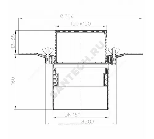 Воронка кровельная HL62B с вертикальным выпуском PP Дн 160 с трапом, теплоизоляцией, обжимным фланцем HL HL62B/5